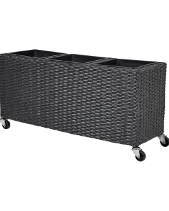 Clearance Beliani Vaso per piante BELLIS Rattan sintetico (PE) 82 cm Nero