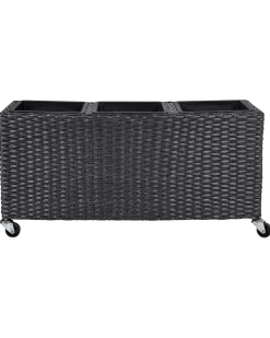 Clearance Beliani Vaso per piante BELLIS Rattan sintetico (PE) 82 cm Nero
