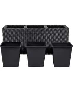 Clearance Beliani Vaso per piante BELLIS Rattan sintetico (PE) 82 cm Nero