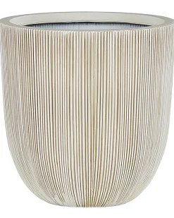 Discount Beliani Vaso per piante CHIOS 44 cm Beige Bianco Beige