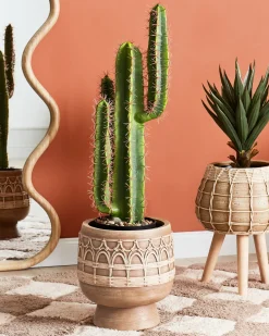 Best Beliani Vaso per piante CICUTA 22 cm Marrone chiaro Beige Marrone