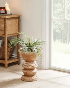 Discount Beliani Vaso per piante DISPORUM 29 cm Marrone chiaro Beige Marrone