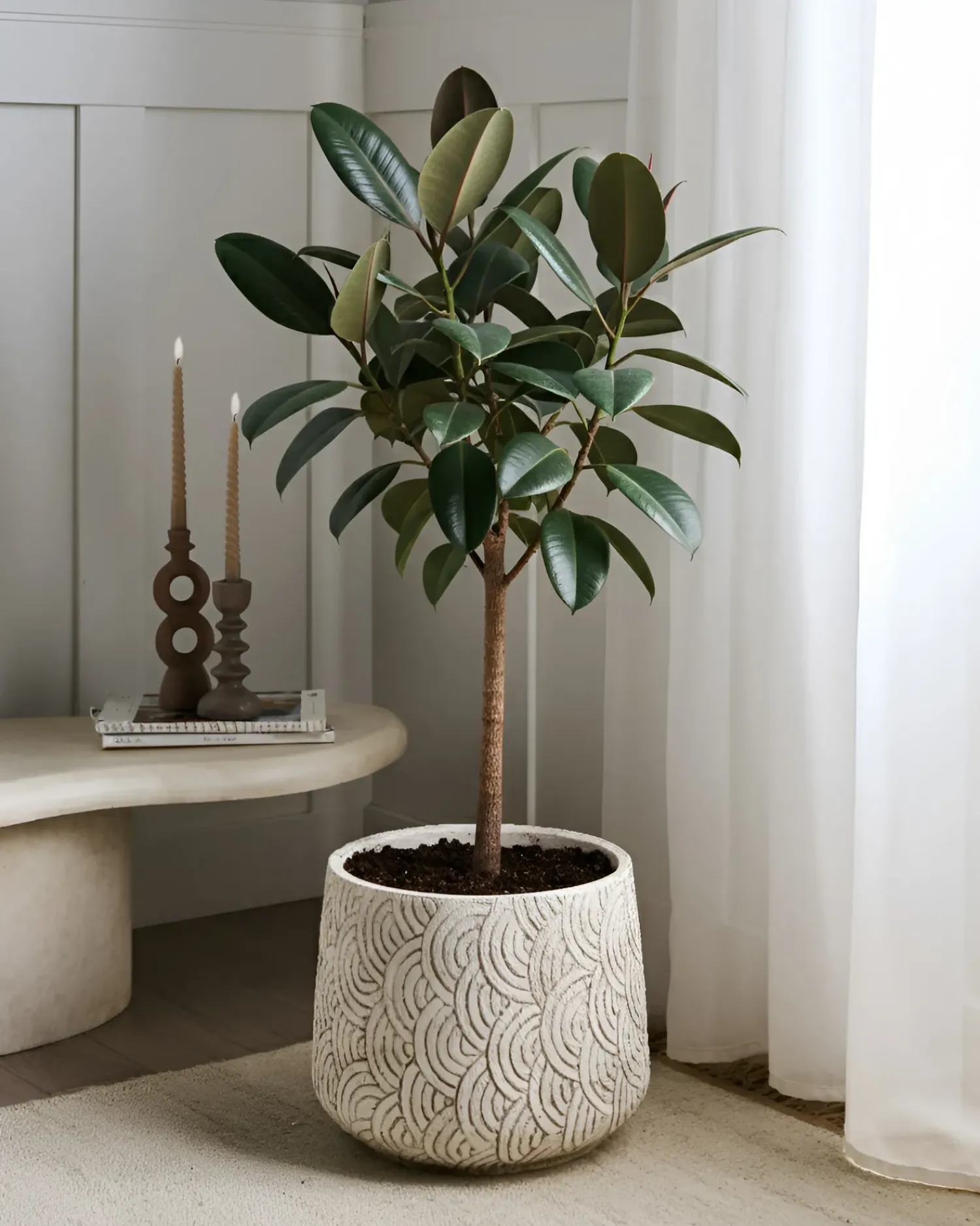 Outlet Beliani Vaso per piante ERIROS 31 cm chiaro Beige