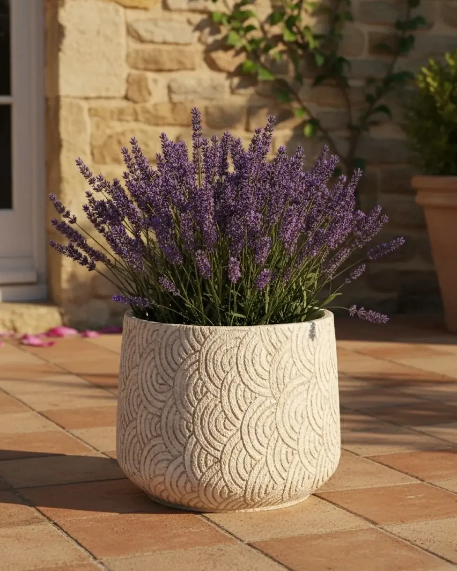 Outlet Beliani Vaso per piante ERIROS 31 cm chiaro Beige