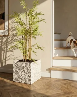 Discount Beliani Vaso per piante FEIYAN 44 cm chiaro Beige