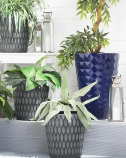 Beliani Vaso per piante LAVRIO 36 cm scuro Grigio