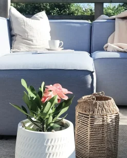 Beliani Vaso per piante LIVADIA 20 cm sporco Bianco