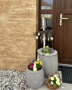 Beliani Vaso per piante LIVADIA Tortora Beige