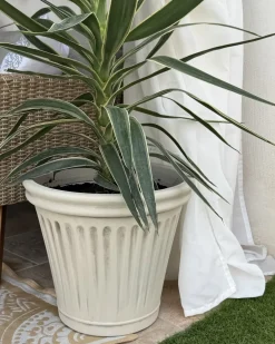 Sale Beliani Vaso per piante MAIZE 43 cm chiaro Beige