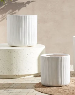 Discount Beliani Vaso per piante OREOI sporco Bianco