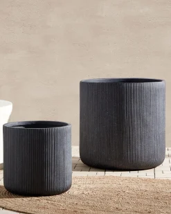 New Beliani Vaso per piante OREOI grafite Grigio