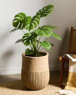 New Beliani Vaso per piante PYLAROS 36 cm Beige