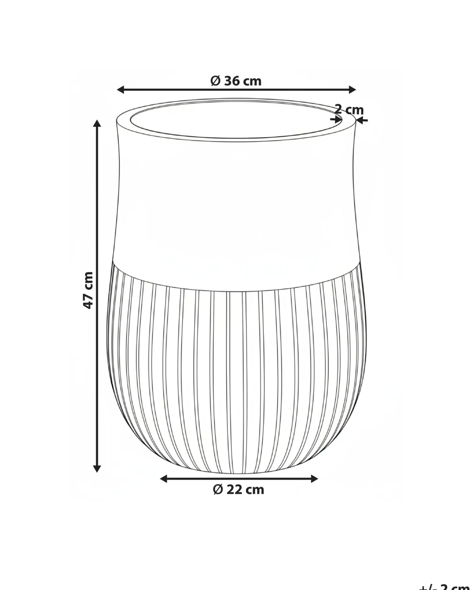 Outlet Beliani Vaso per piante PYLAROS 36 cm Grigio