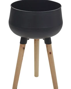 Outlet Beliani Vaso per piante rialzato AGROS Metallo 30 cm Nero Marrone Nero