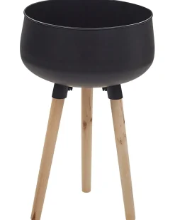 Discount Beliani Vaso per piante rialzato AGROS Metallo 35 cm Nero Marrone Nero