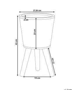 New Beliani Vaso per piante rialzato ALIARTOS 26 cm Bianco sporco Bianco Beige