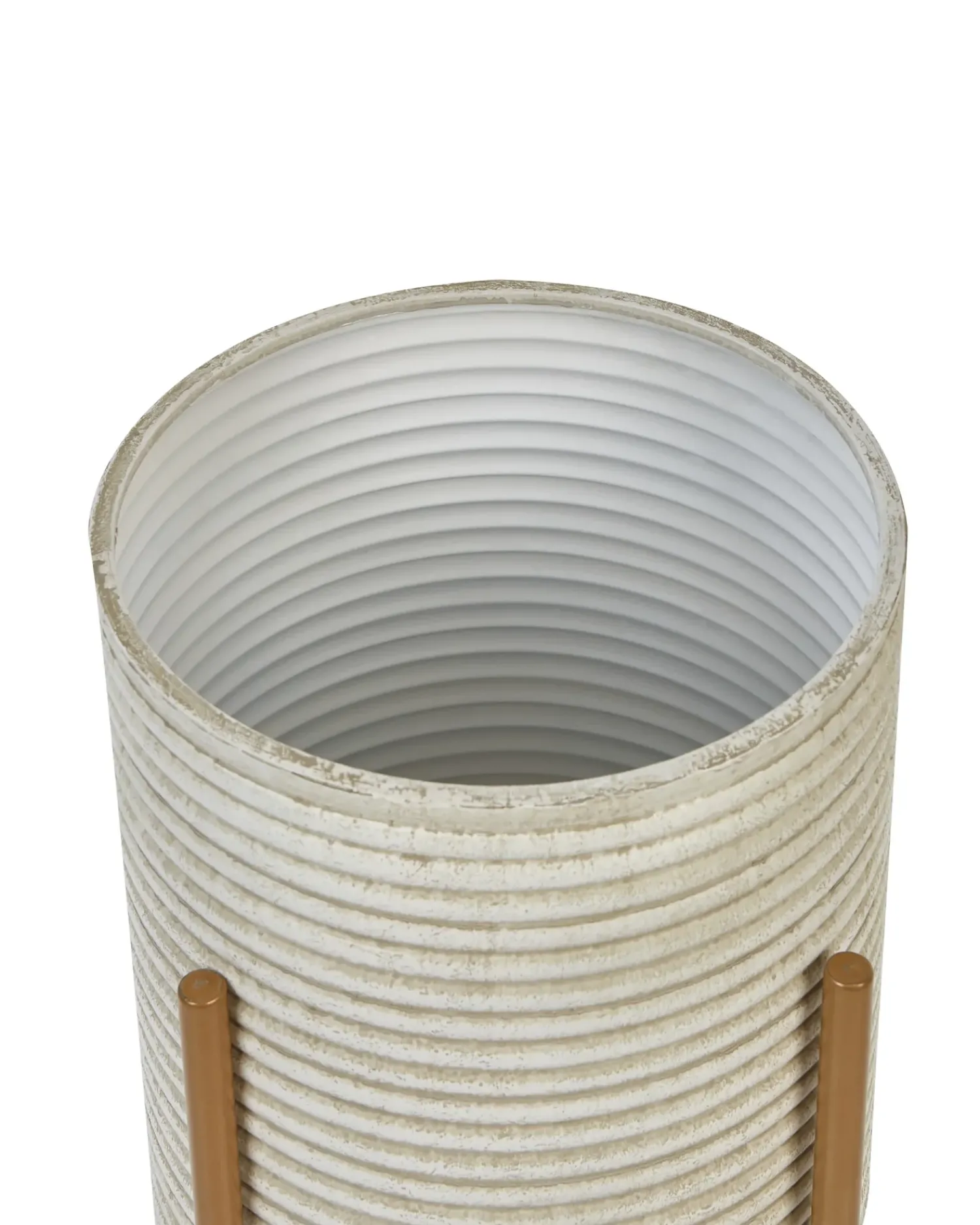 New Beliani Vaso per piante rialzato ALPINUS Metallo 31 cm Tortora Beige Oro