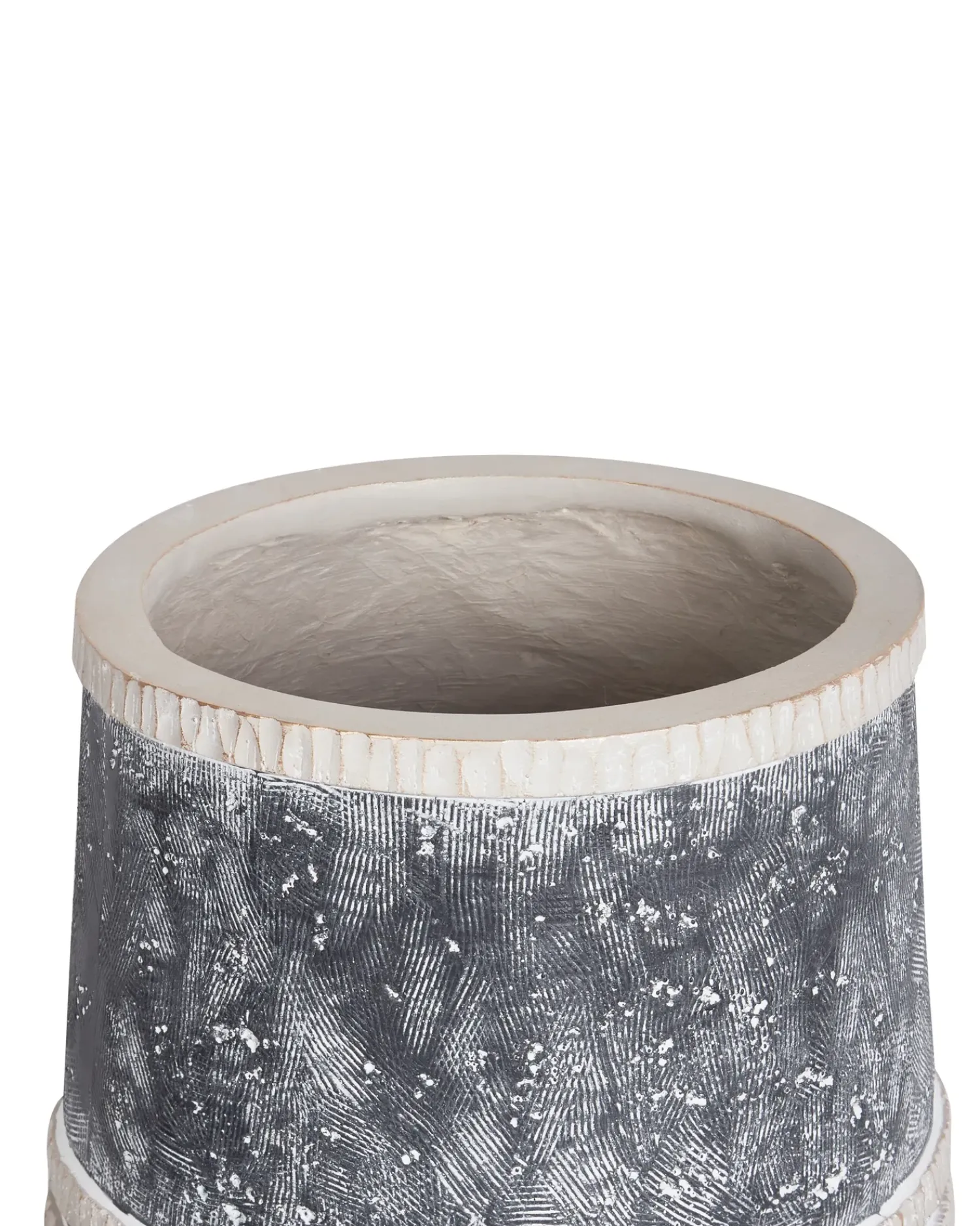 New Beliani Vaso per piante rialzato ARISAEMA 27 cm Grigio Beige Marrone Grigio