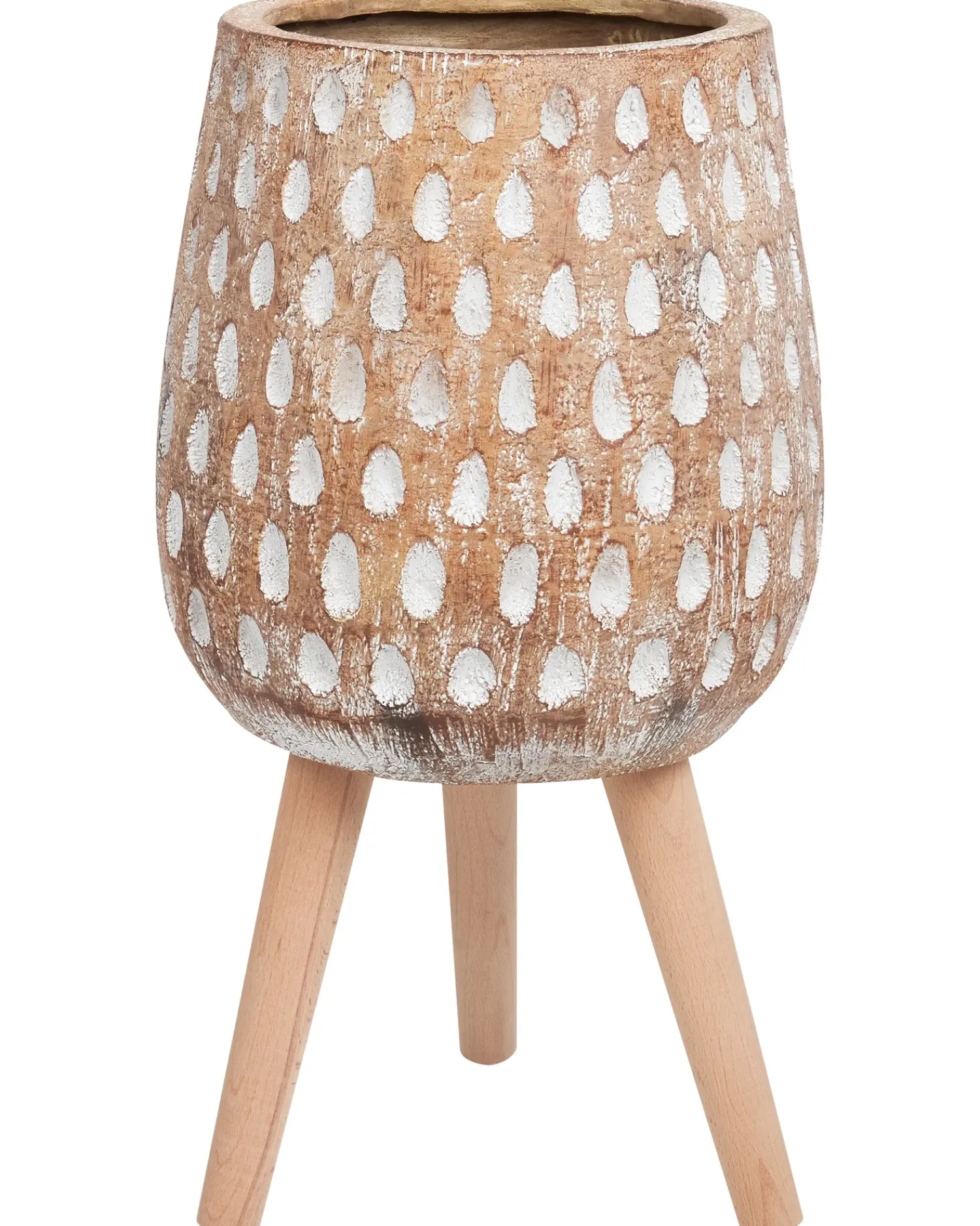 Online Beliani Vaso per piante rialzato ASCLEPIAS 27 cm Marrone chiaro Bianco Marrone