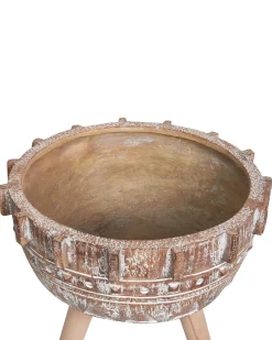 Outlet Beliani Vaso per piante rialzato ASPLENIUM 37 cm Marrone chiaro Bianco Marrone