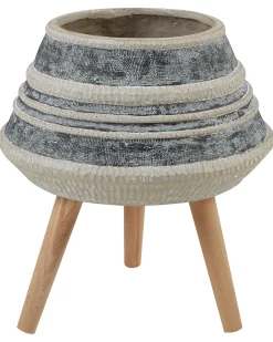 Outlet Beliani Vaso per piante rialzato ATHAEA 37 cm Beige Beige Grigio Marrone