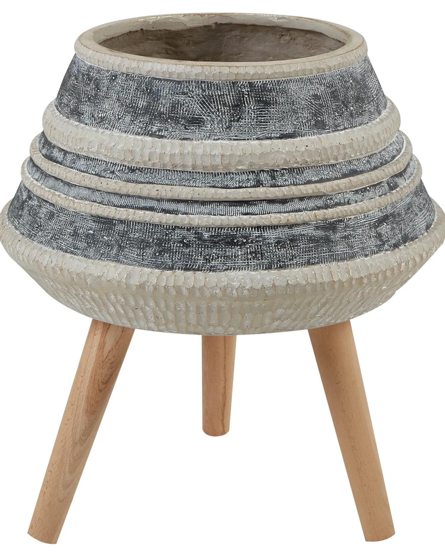 Outlet Beliani Vaso per piante rialzato ATHAEA 37 cm Beige Beige Grigio Marrone