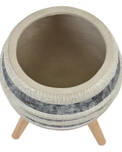 Beliani Vaso per piante rialzato ATHYRIUM 38 cm Beige Beige Grigio Marrone