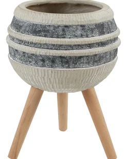 Beliani Vaso per piante rialzato ATHYRIUM 38 cm Beige Beige Grigio Marrone