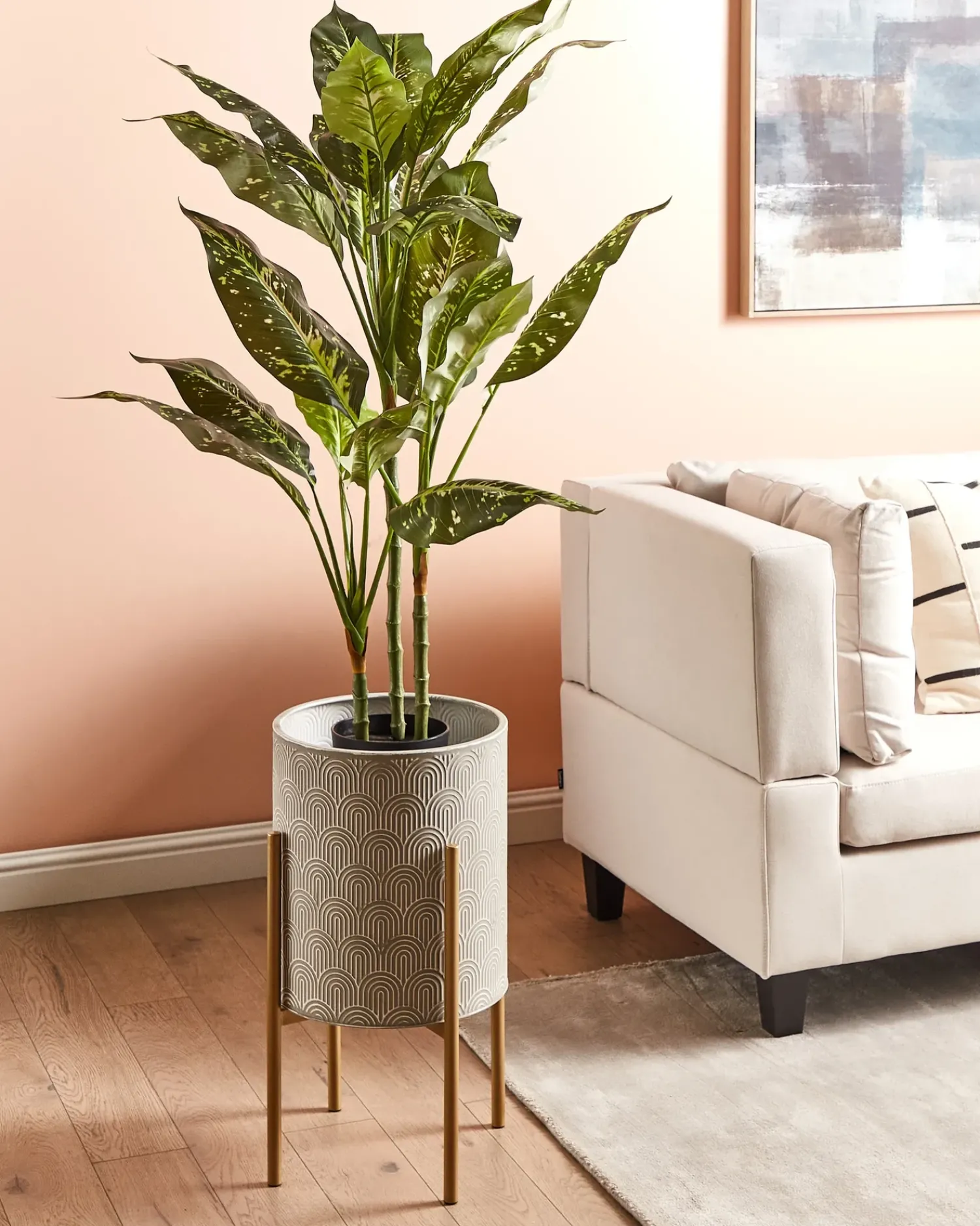 Beliani Vaso per piante rialzato AUBRIETA Metallo 31 cm Grigio Grigio Oro
