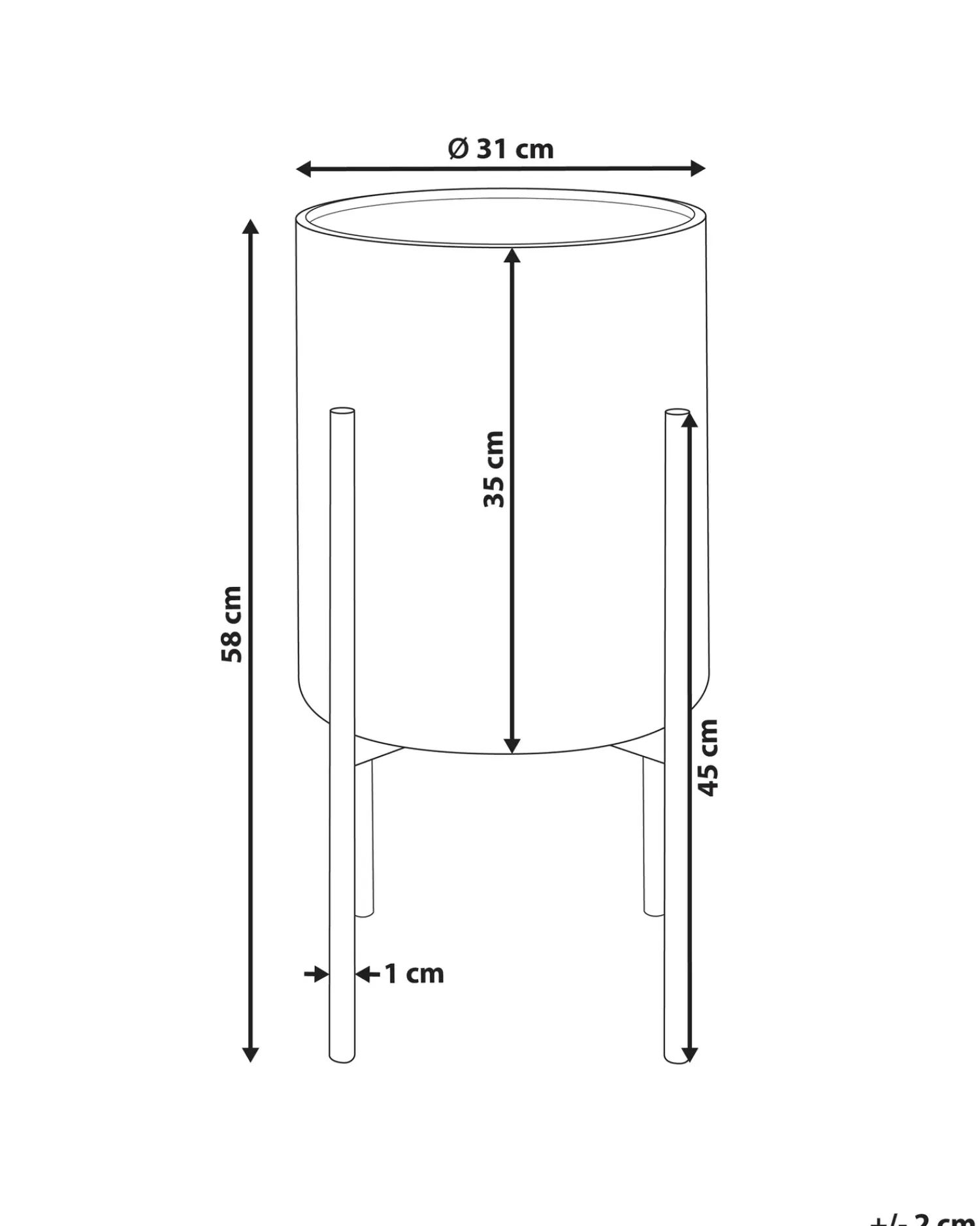 Beliani Vaso per piante rialzato AUBRIETA Metallo 31 cm Grigio Grigio Oro