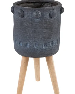 Hot Beliani Vaso per piante rialzato BRUNNERA 24 cm Grigio grafite Blu Marrone Grigio