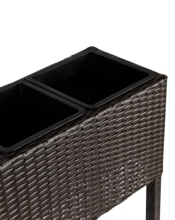 Online Beliani Vaso per piante rialzato CARAGANA Rattan sintetico (PE) 77 cm scuro Marrone