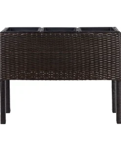 Online Beliani Vaso per piante rialzato CARAGANA Rattan sintetico (PE) 77 cm scuro Marrone
