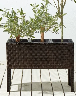 Online Beliani Vaso per piante rialzato CARAGANA Rattan sintetico (PE) 77 cm scuro Marrone