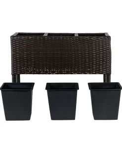 Online Beliani Vaso per piante rialzato CARAGANA Rattan sintetico (PE) 77 cm scuro Marrone