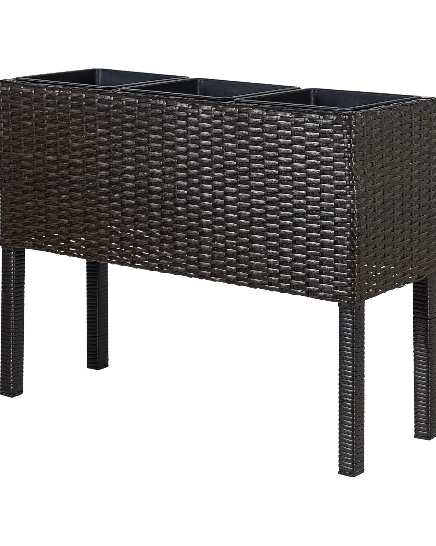 Online Beliani Vaso per piante rialzato CARAGANA Rattan sintetico (PE) 77 cm scuro Marrone
