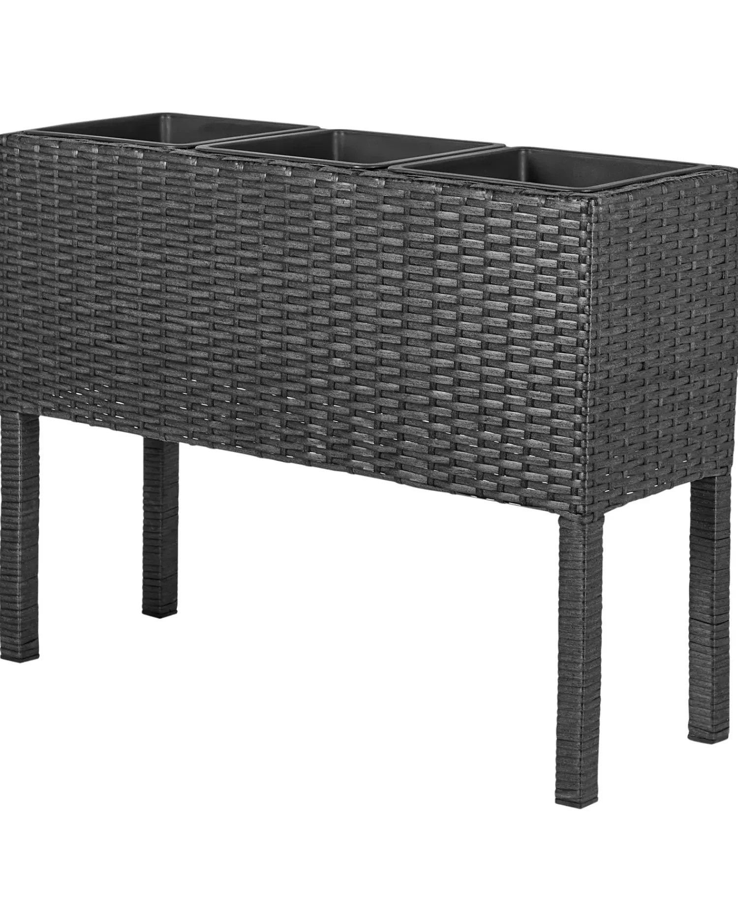 Best Beliani Vaso per piante rialzato CARAGANA Rattan sintetico (PE) 77 cm Nero