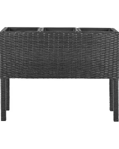Best Beliani Vaso per piante rialzato CARAGANA Rattan sintetico (PE) 77 cm Nero