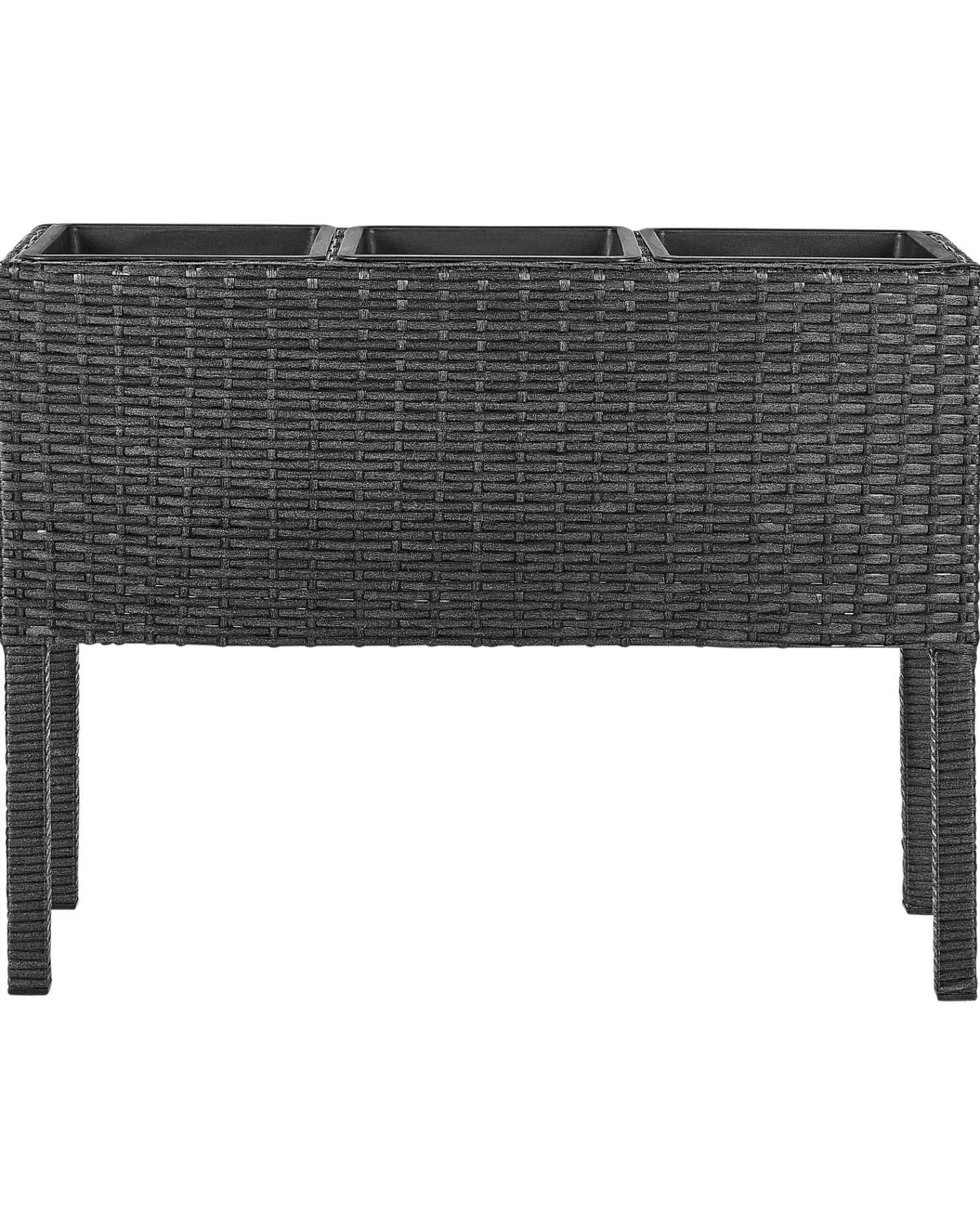 Best Beliani Vaso per piante rialzato CARAGANA Rattan sintetico (PE) 77 cm Nero