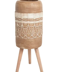 New Beliani Vaso per piante rialzato DRYOPTERIS 29 cm Marrone chiaro Beige Marrone