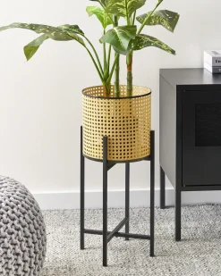 Sale Beliani Vaso per piante rialzato FALLOPIA Metallo 25 cm Beige Beige Nero