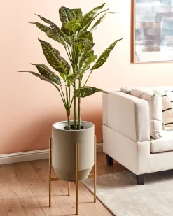 Discount Beliani Vaso per piante rialzato HYBRIDUM Metallo 33 cm Grigio Grigio Oro