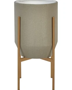 Discount Beliani Vaso per piante rialzato HYBRIDUM Metallo 33 cm Grigio Grigio Oro