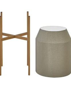 Discount Beliani Vaso per piante rialzato HYBRIDUM Metallo 33 cm Grigio Grigio Oro