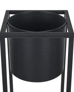 Beliani Vaso per piante rialzato IDRA Metallo 15 cm Nero