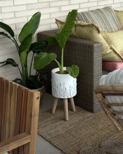 Outlet Beliani Vaso per piante rialzato JANINA 24 cm sporco Bianco