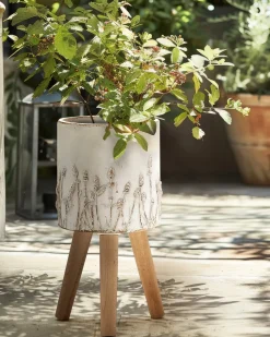 Outlet Beliani Vaso per piante rialzato JANINA 24 cm sporco Bianco