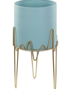 Hot Beliani Vaso per piante rialzato KALANDRA Metallo 19 cm Azzurro Oro Blu