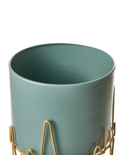 Clearance Beliani Vaso per piante rialzato KALANDRA Metallo 29 cm Verde scuro Oro Verde