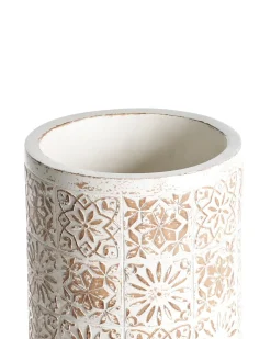 Best Beliani Vaso per piante rialzato KARISTOS 36 cm Bianco sporco Beige Bianco Marrone